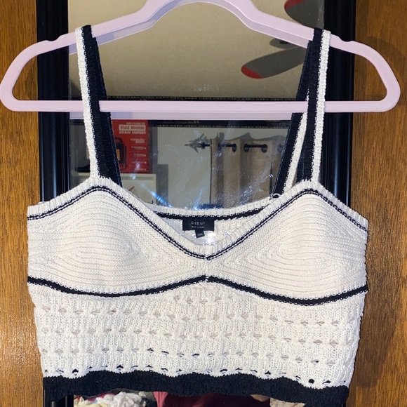 Mango Black and Cream Knit Tank Top - Picture 1 of 5